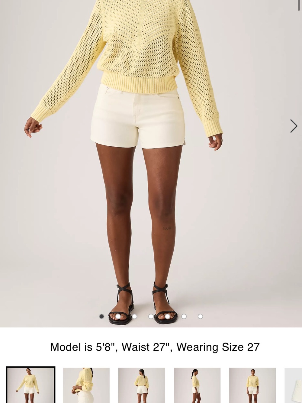Levi's Cream High Waist Denim Shorts